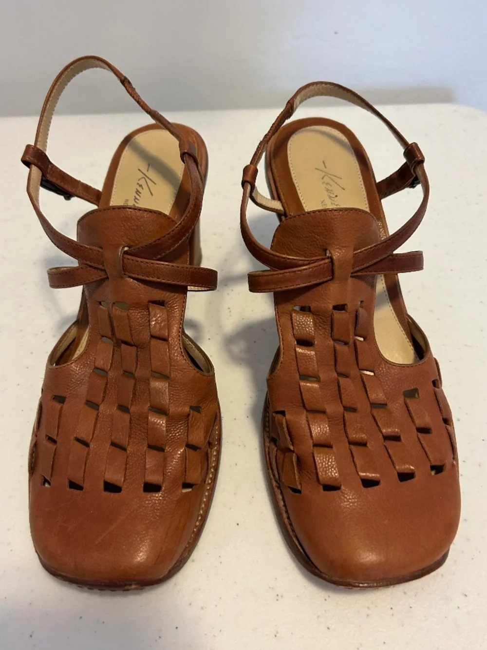 Kenneth Cole Reaction Woven Leather Slingback Heels - Picture 2 of 6